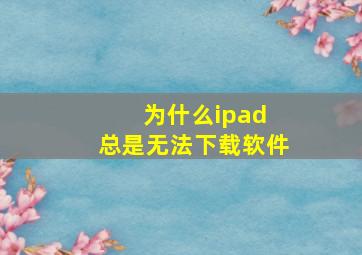 为什么ipad 总是无法下载软件